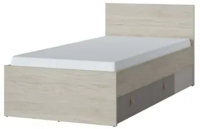 Denim Single Bed Frame with Storage - Grey, Walnut