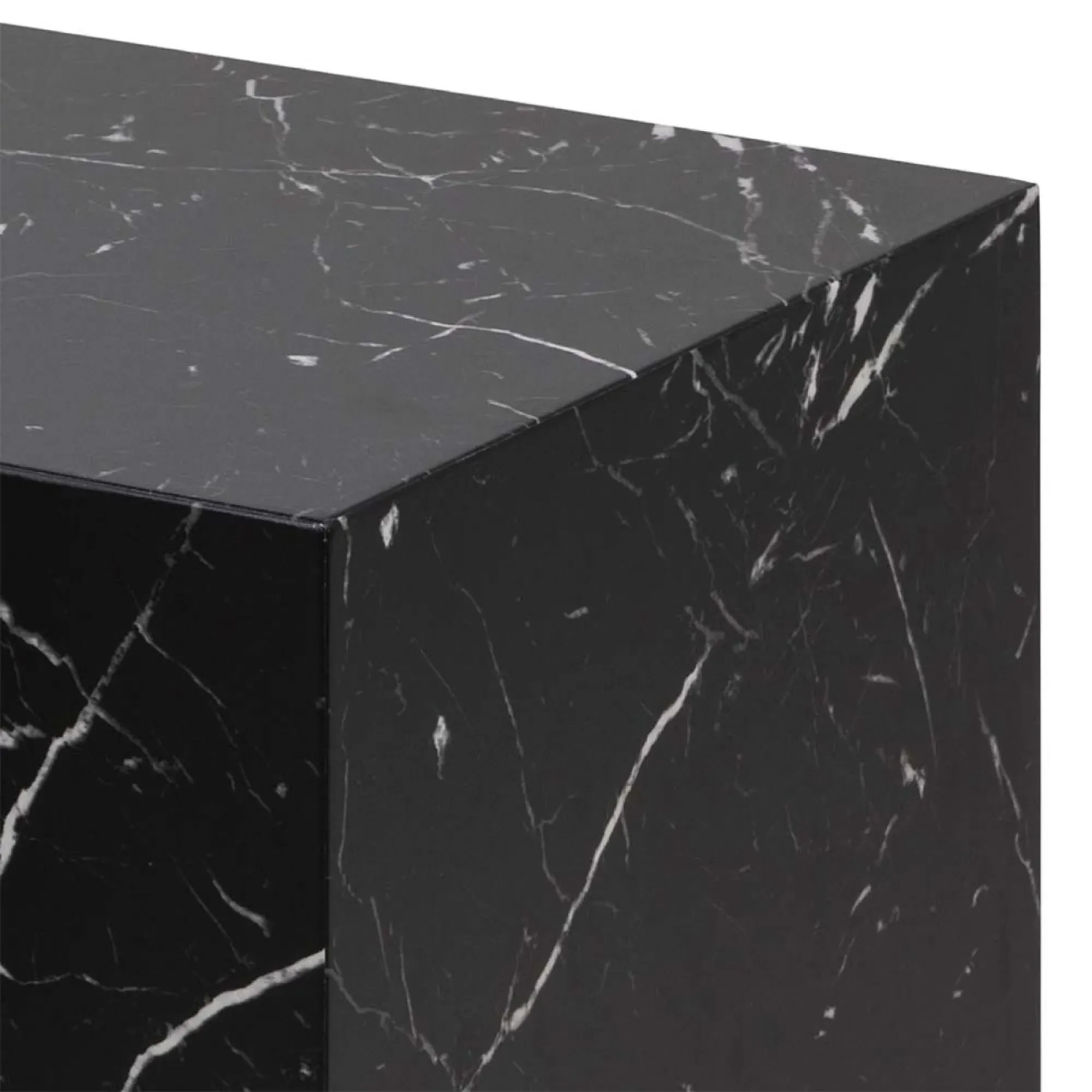 Dice Square Coffee Table Set of 2 - Black, Marble Effect