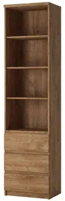Fribo Narrow 3 Drawer Bookcase - Oak Effect image