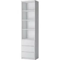 Fribo Narrow 3 Drawer Bookcase - White