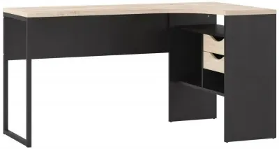 Function Plus 2 Drawer Corner Desk - Black, Oak