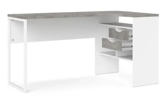 Function Plus Corner 2 Drawer Desk - White, Grey