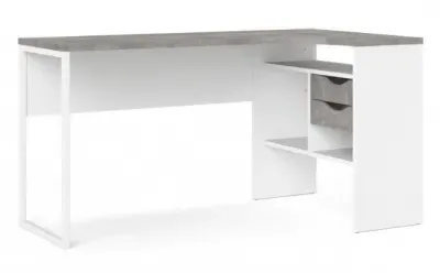 Function Plus Corner 2 Drawer Desk - White, Grey