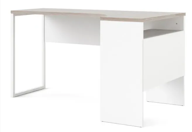 Function Plus Corner 2 Drawer Desk - White, Oak