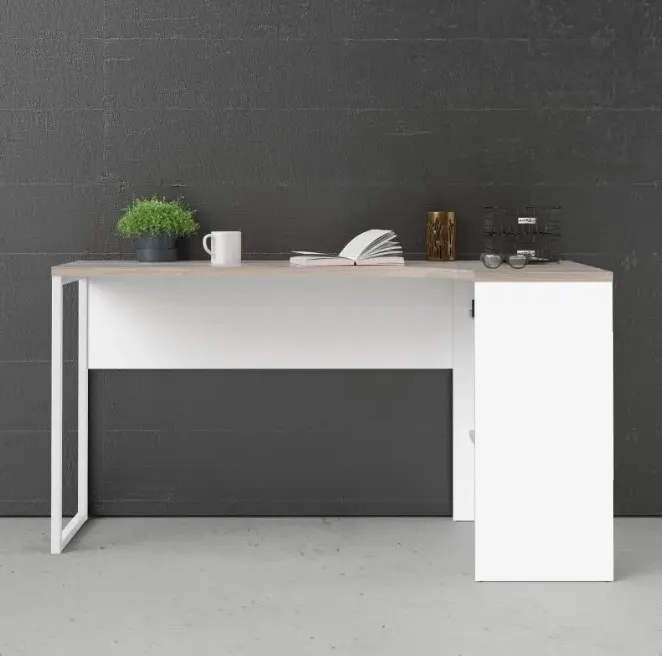 Function Plus Corner 2 Drawer Desk - White, Oak