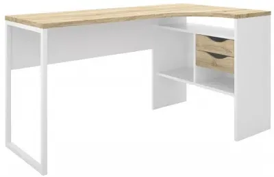 Function Plus Corner 2 Drawer Desk - White, Oak