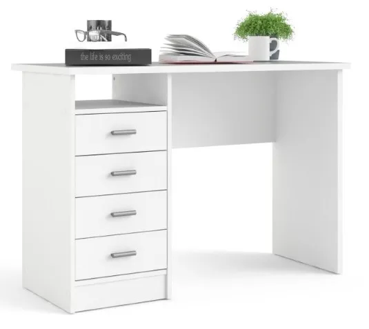 Function Plus Desk with 4 Drawers - White
