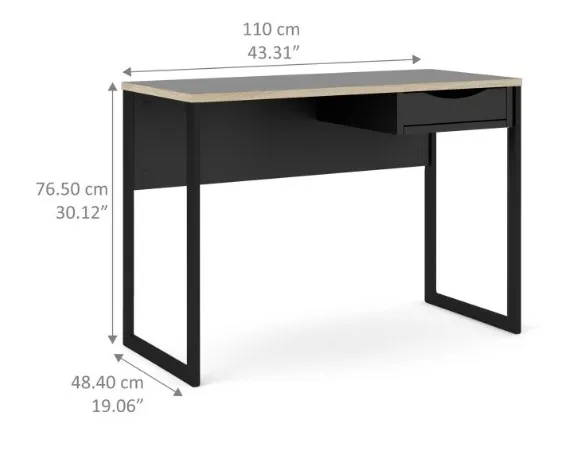 Function Plus Desk with Drawer - Black