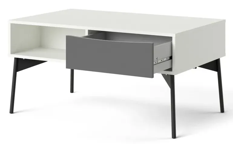 Fur Coffee Table with Drawer - Grey, White