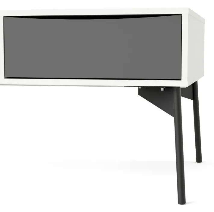 Fur Coffee Table with Drawer - Grey, White