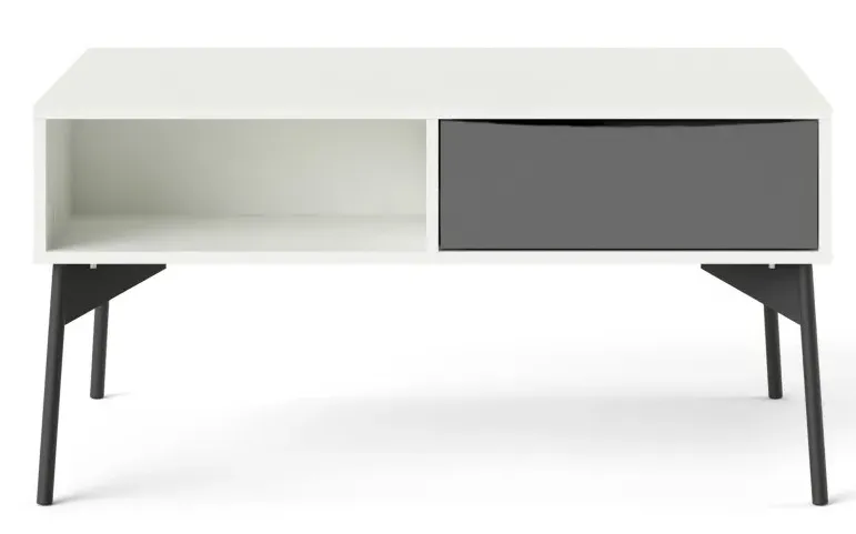 Fur Coffee Table with Drawer - Grey, White