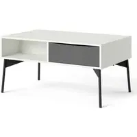 Fur Coffee Table with Drawer - Grey, White