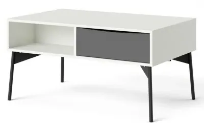 Fur Coffee Table with Drawer - Grey, White image