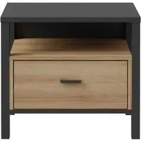 High Rock 1-Drawer Bedside Table - Black, Oak
