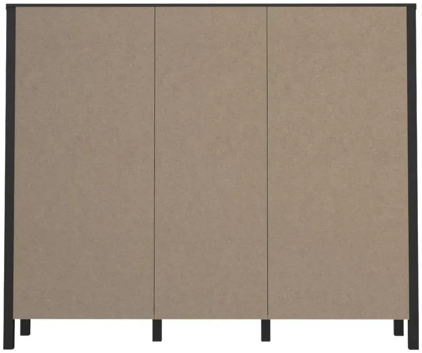 High Rock 3-Door Storage Cabinet - Black, Oak