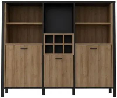 High Rock 3-Door Storage Cabinet - Black, Oak