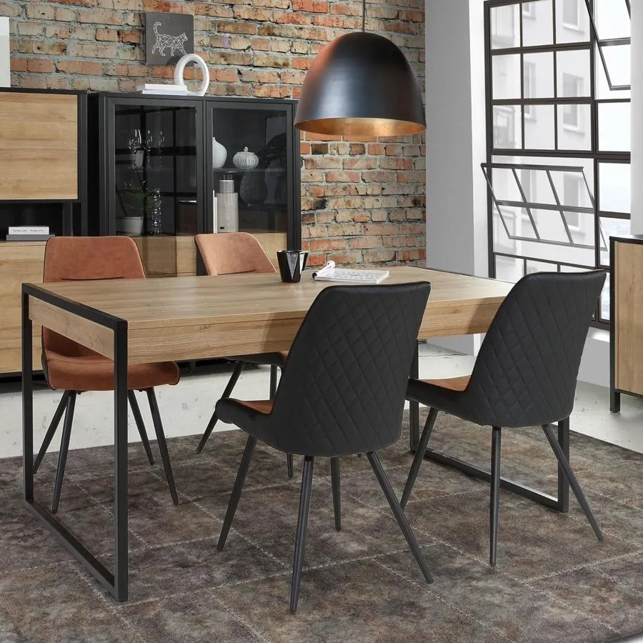 High Rock 6-Seater Dining Table - Black, Oak
