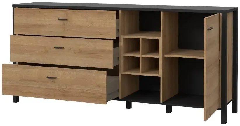 High Rock Extra Large Sideboard - Black, Oak