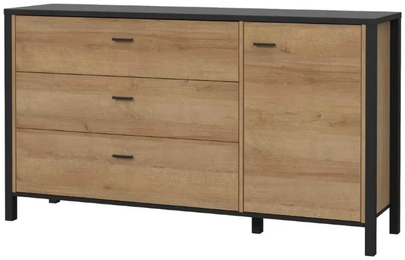High Rock Medium Sideboard with Storage - Black, Oak