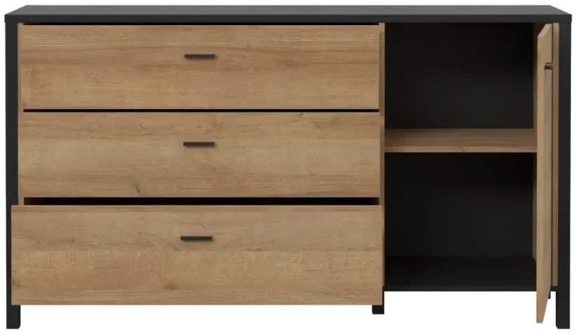 High Rock Medium Sideboard with Storage - Black, Oak