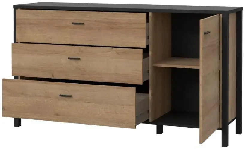 High Rock Medium Sideboard with Storage - Black, Oak