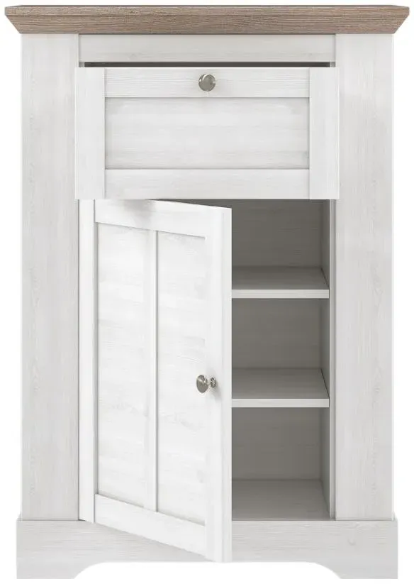 Illopa 1 Door 1 Drawer Cabinet - Oak Nelson, Snowy Oak