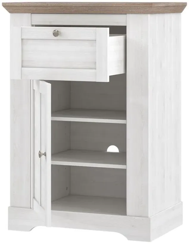 Illopa 1 Door 1 Drawer Cabinet - Oak Nelson, Snowy Oak