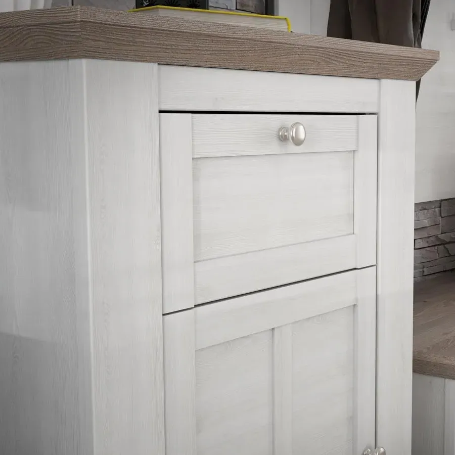 Illopa 1 Door 1 Drawer Cabinet - Oak Nelson, Snowy Oak