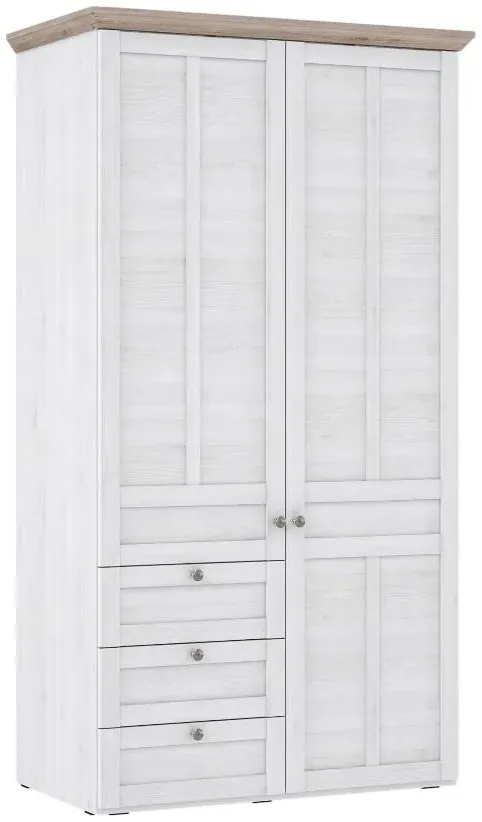 Illopa 2 Door 3 Drawer Double Wardrobe - White, Oak
