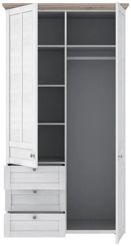 Illopa 2 Door 3 Drawer Double Wardrobe - White, Oak