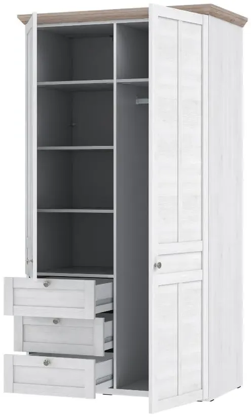 Illopa 2 Door 3 Drawer Double Wardrobe - White, Oak