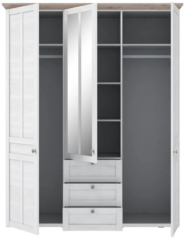 Illopa 3 Door Combi Wardrobe - White, Oak