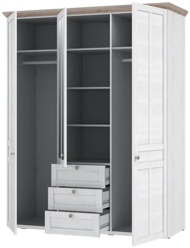 Illopa 3 Door Combi Wardrobe - White, Oak