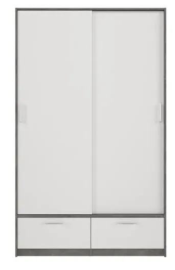 Line 2 Door 2 Drawer Sliding Wardrobe - White, Concrete