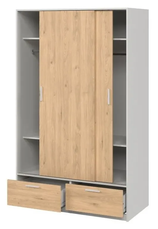 Line 2 Door 2 Drawer Sliding Wardrobe - White, Oak