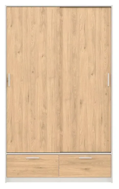 Line 2 Door 2 Drawer Sliding Wardrobe - White, Oak