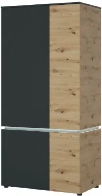 Luci 4 Door Wardrobe with LED Light - Oak, Grey