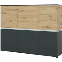 Luci 6 Door Cabinet with LED Light - Grey, Oak