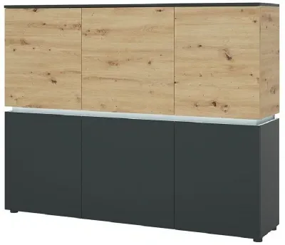 Luci 6 Door Cabinet with LED Light - Grey, Oak