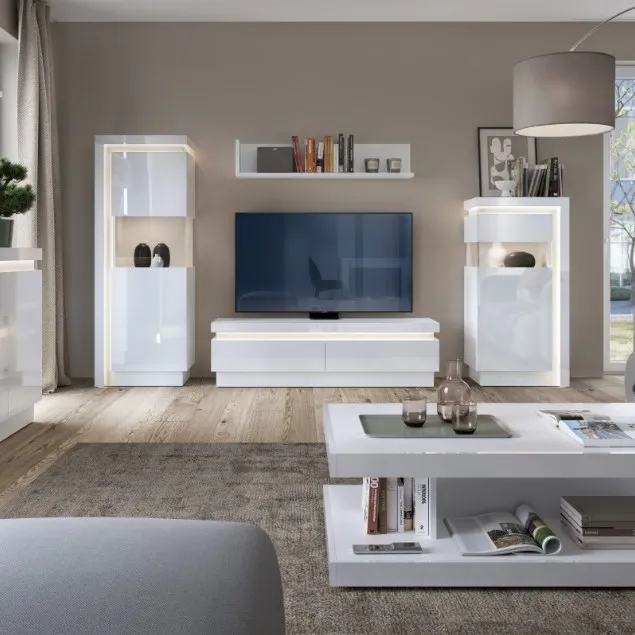 Lyon 146cm TV Unit with LED Light - White