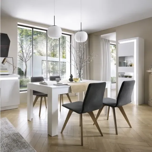 Lyon Narrow Display Cabinet RHD with LED - White