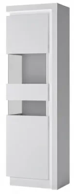 Lyon Narrow Display Cabinet RHD with LED - White