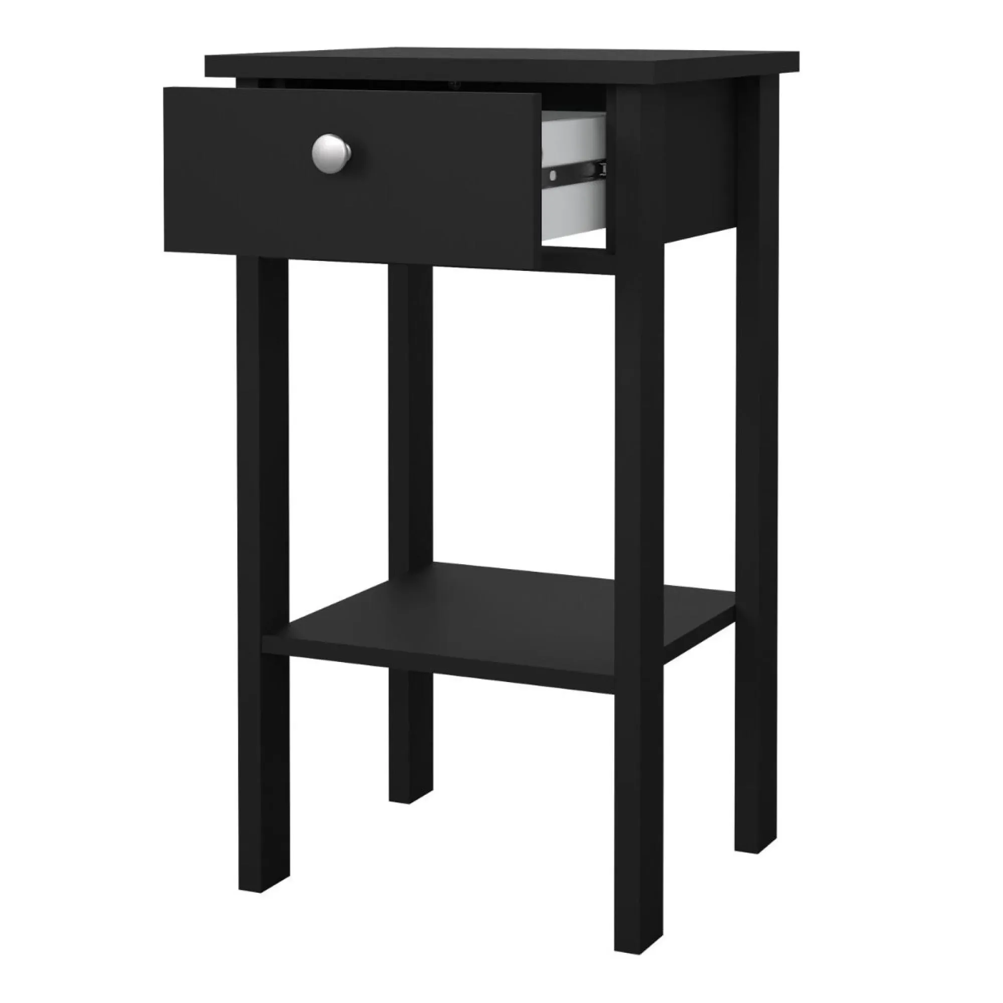 Madrid 1 Drawer Bedside Table - Matt Black