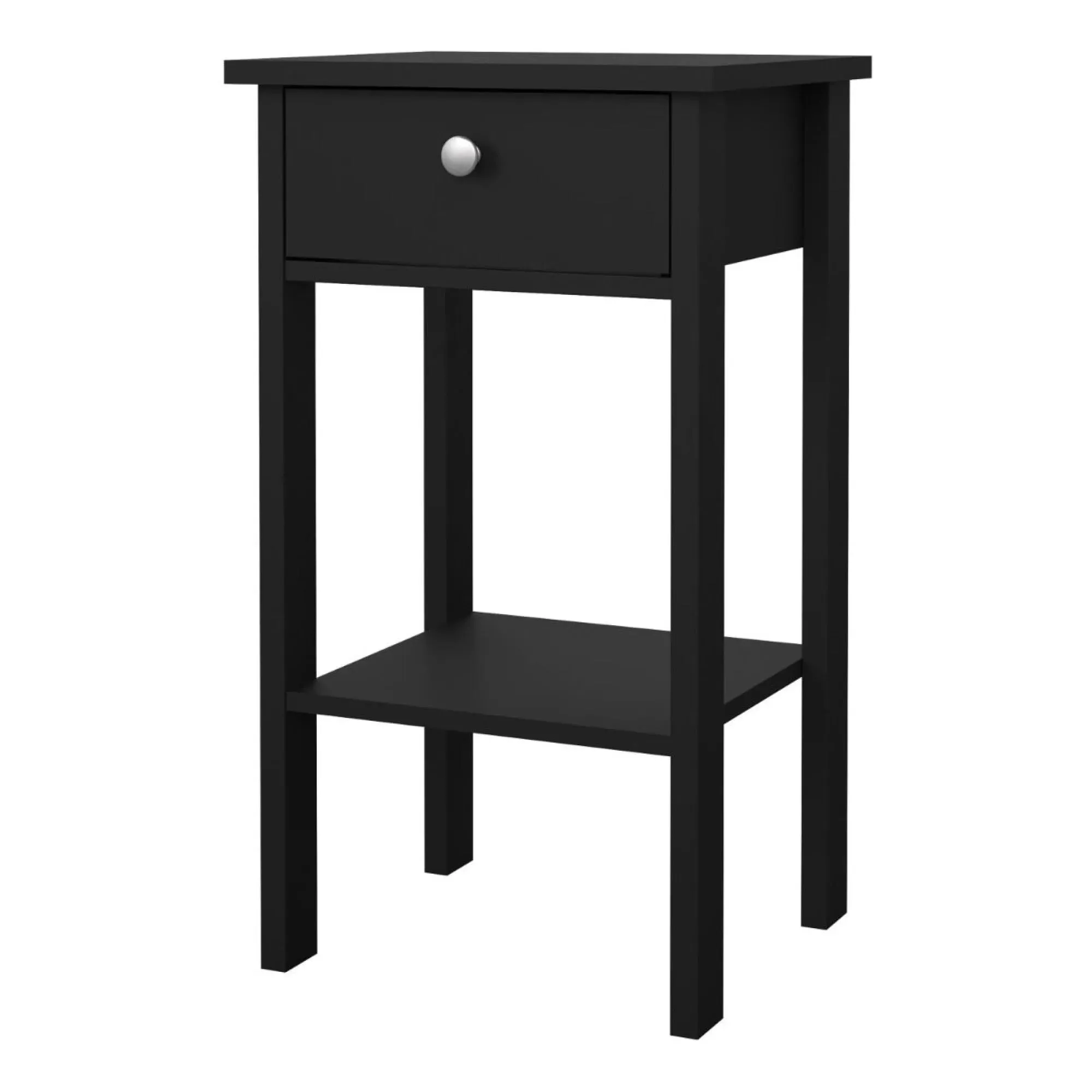 Madrid 1 Drawer Bedside Table - Matt Black
