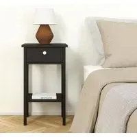 Madrid 1 Drawer Bedside Table - Matt Black