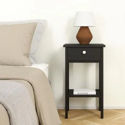 Madrid 1 Drawer Bedside Table - Matt Black