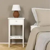 Madrid 1 Drawer Bedside Table - White