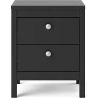 Madrid 2 Drawer Bedside Cabinet - Black