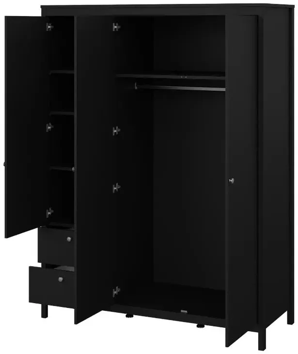 Madrid 3 Door Combi Wardrobe - Black