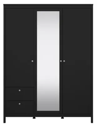 Madrid 3 Door Combi Wardrobe - Black
